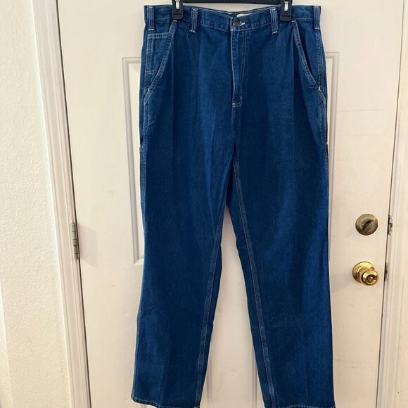 Carhartt Men's Blue Denim Dungaree Fit Jeans Sz 36/32 - Picture 1 of 10